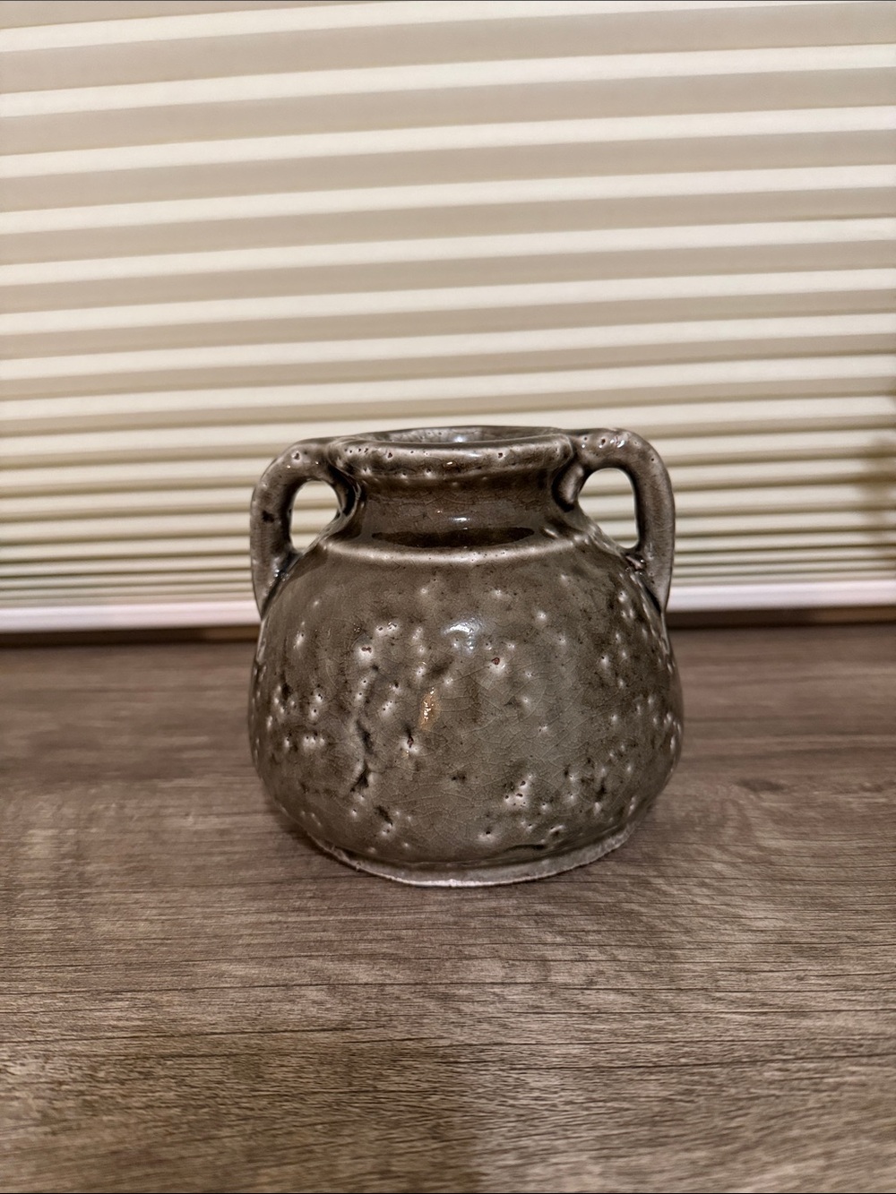 Artisan Double-Handled Ceramic Vase in Gray